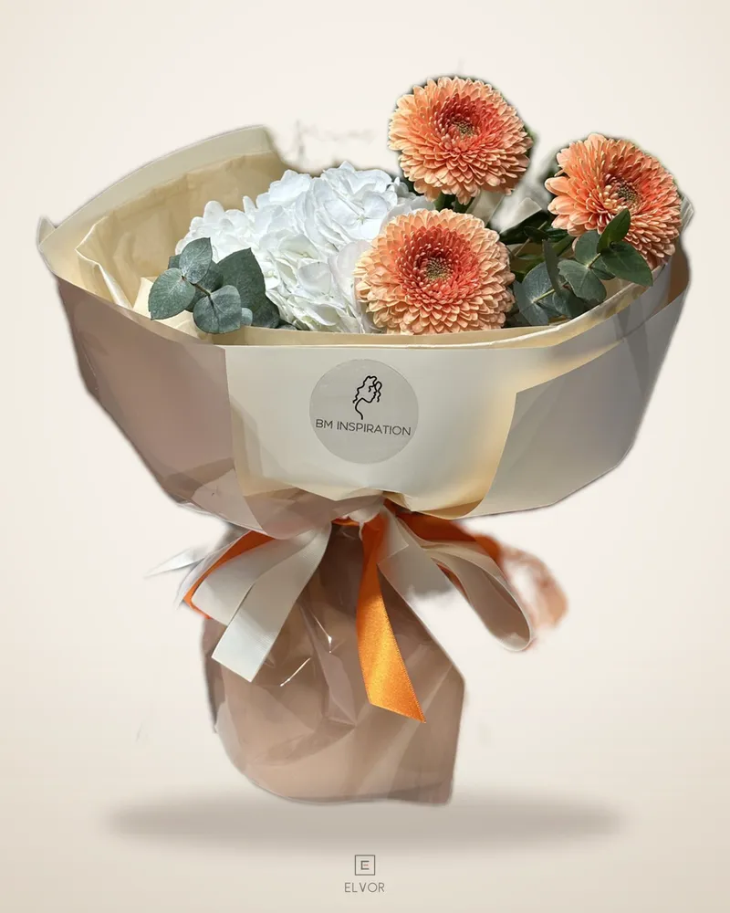 Buchet alb-orange