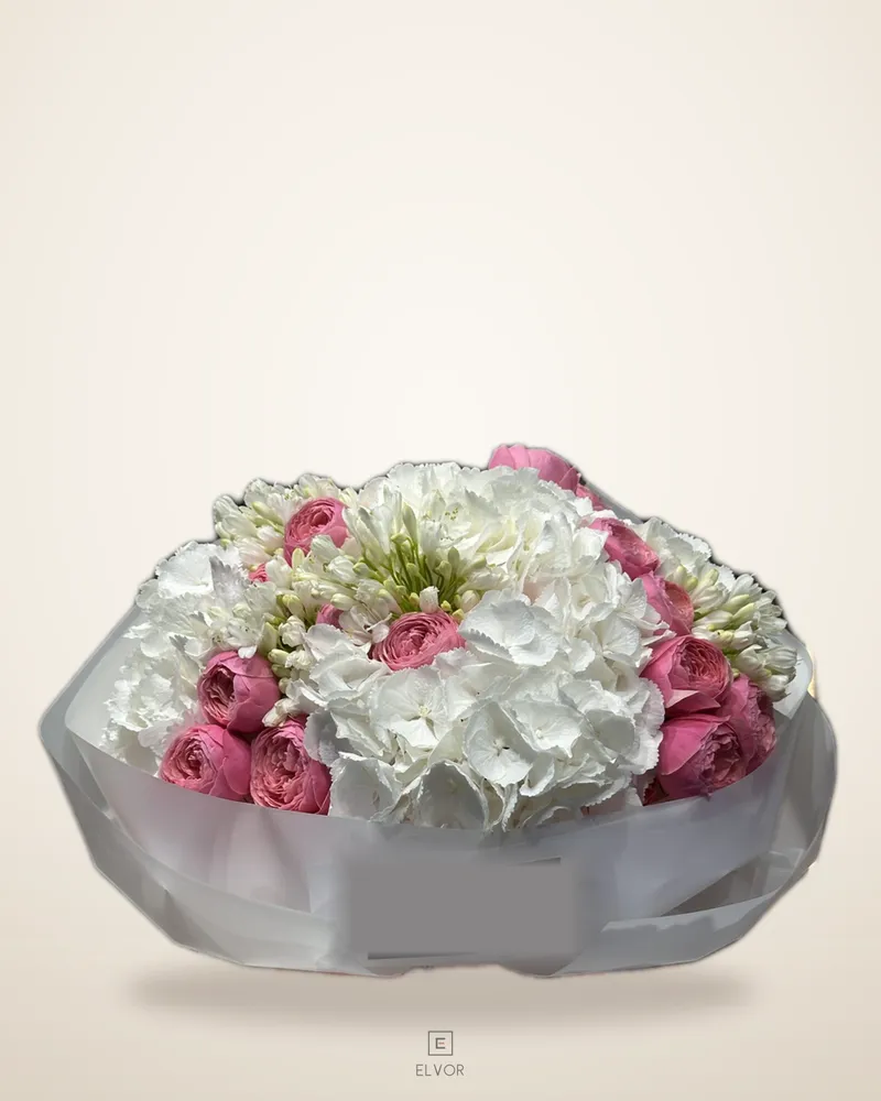 WHITE Hydrangea & Silva Pink